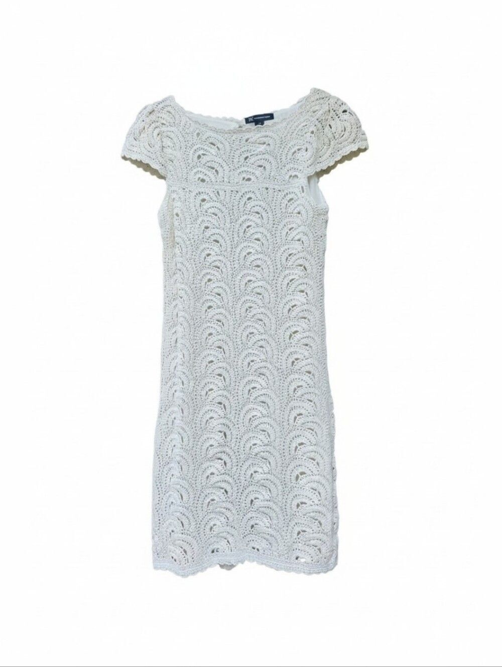 INC International Concepts Ivory Crochet Mini Dress Delicate Gold Thread Size M